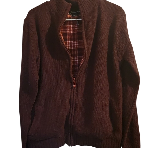 Studio Womens Maroon Zip-Up Sweater - Picture 1 of 3